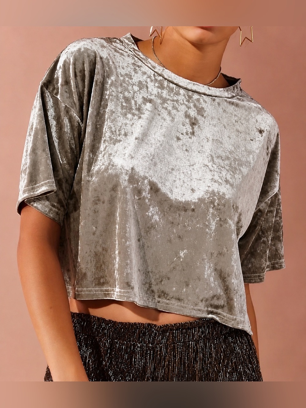 Urban Outfitters crushed velvet crop top, large